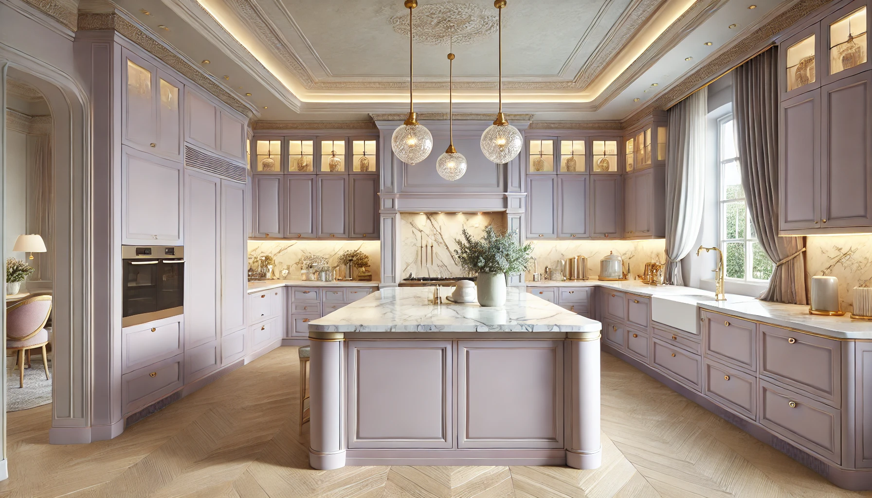 Luxury Pastel Kitchen with Metallic Accents