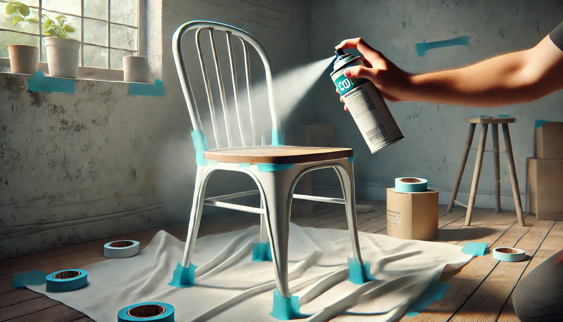 application of primer to a metal chair