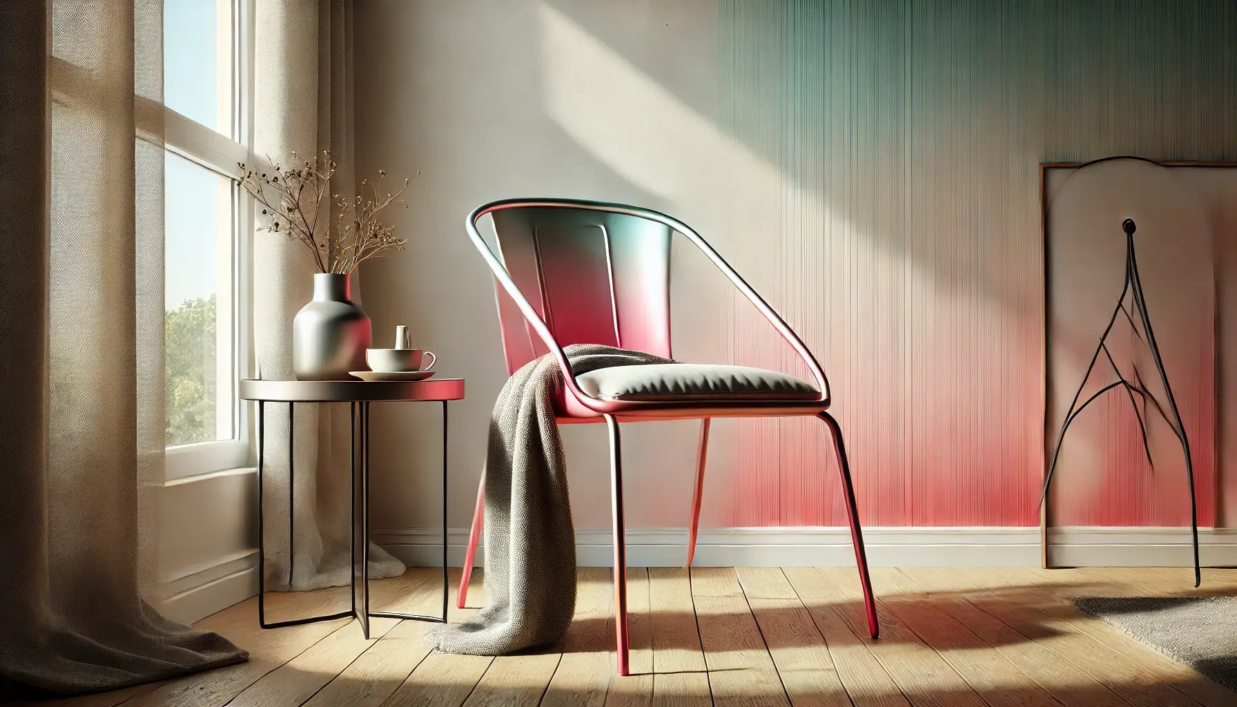 modernized metal chair with a creative ombre finish