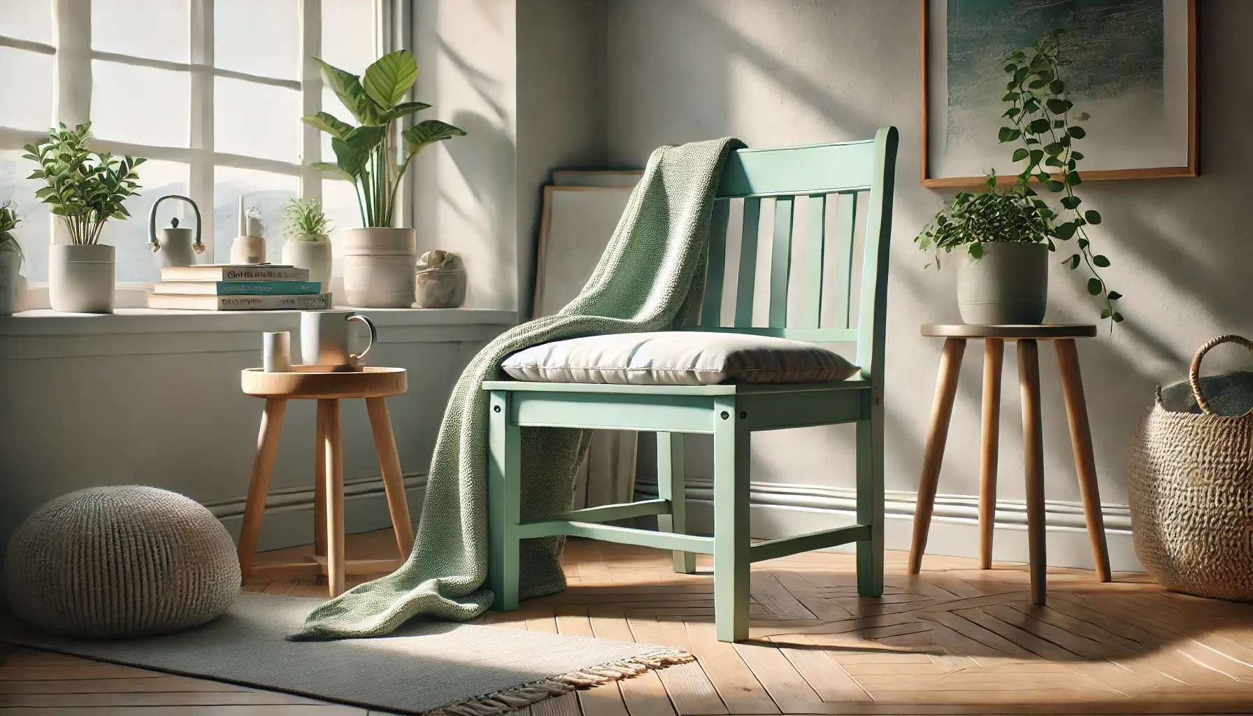 soft mint green chalk paint with a glossy finish