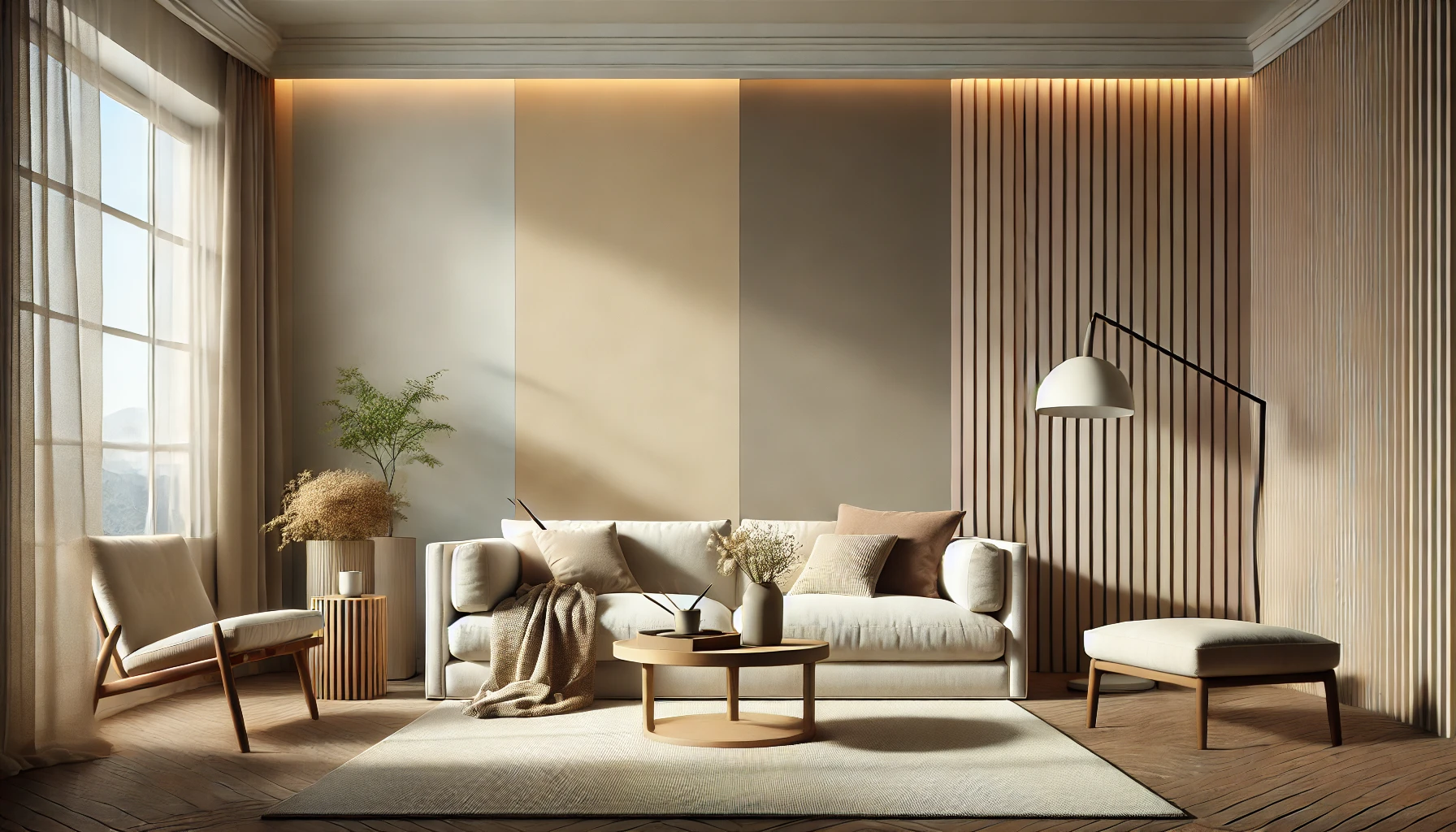 Neutral Harmony concept for a tri-colour accent wall